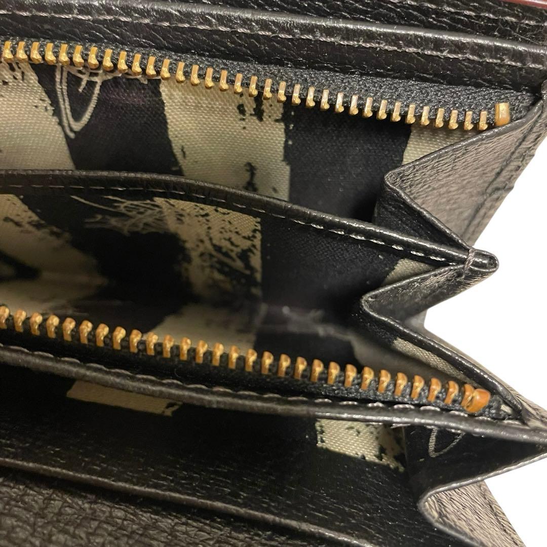 Vivienne Westwood 三つ折り財布 黒 レザー オーブ　ロゴ付き