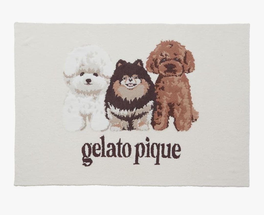 新品未使用　ジェラートピケ　パウダーDOG3柄JQDブランケット　オフホワイト