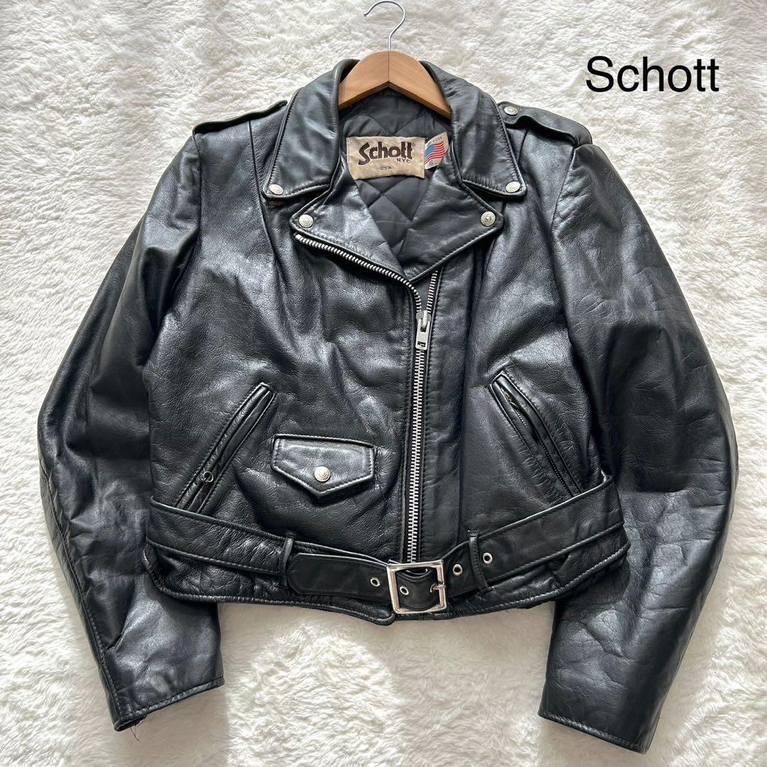 schott ショット ダブルライダースジャケット レザージャケット 黒 16