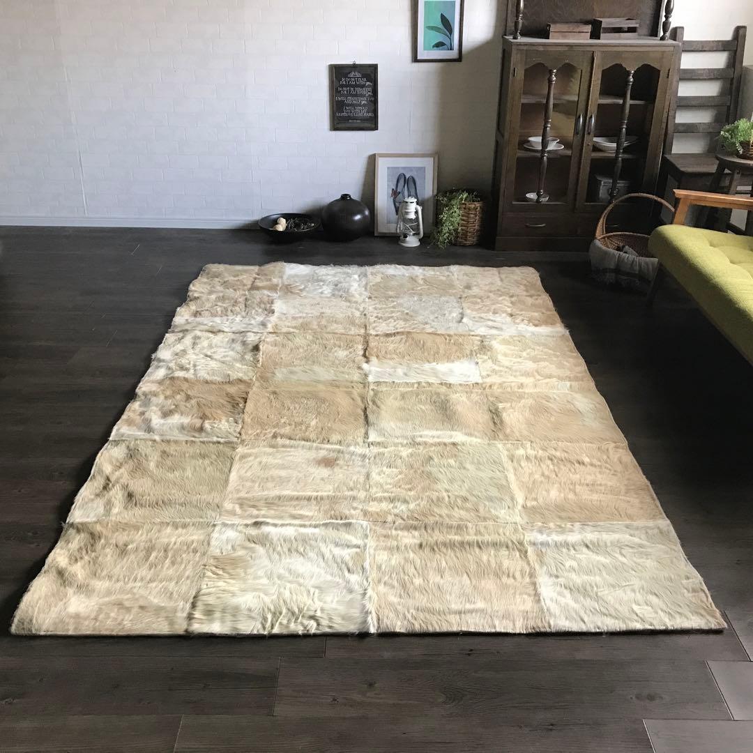 牛 ラグ ラグマット 皮 パッチワーク 絨毯 157x237cm ①