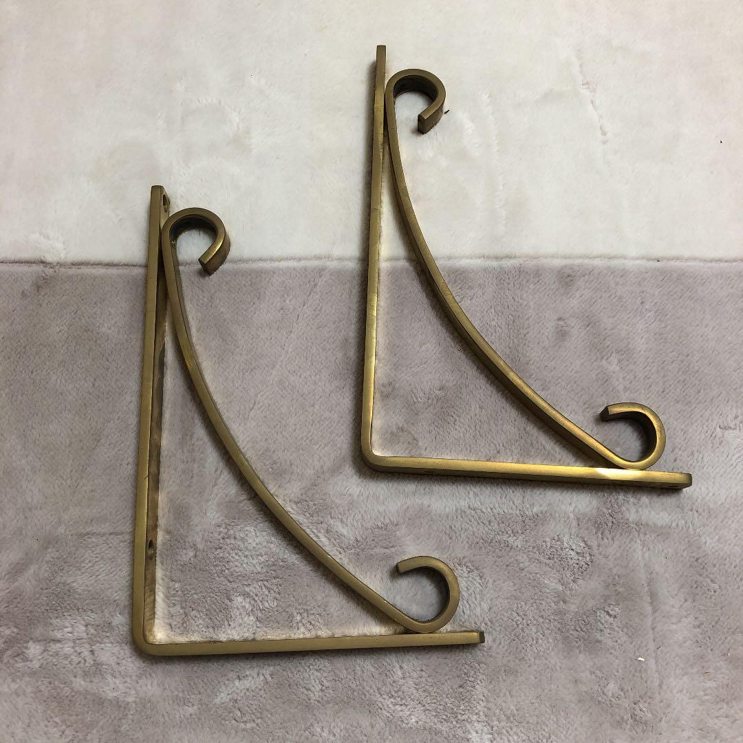 ビンテージ DIY 真鍮 棚受 Ｌ字金具　ブラケット　セット　大きいサイズ