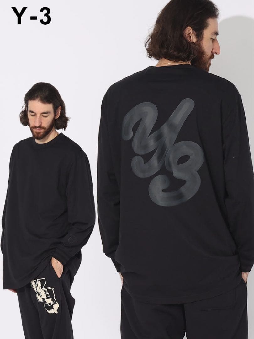 新品！Y-3 ワイスリー バックプリント クルーネック ロンt 長袖 M
