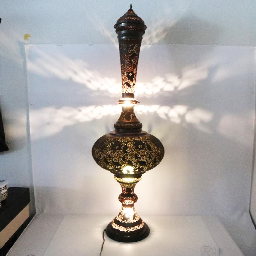 銅製 ハンドカットランプ 高さ約140cm 中東　 ペルシャ・イスラム・トルコ