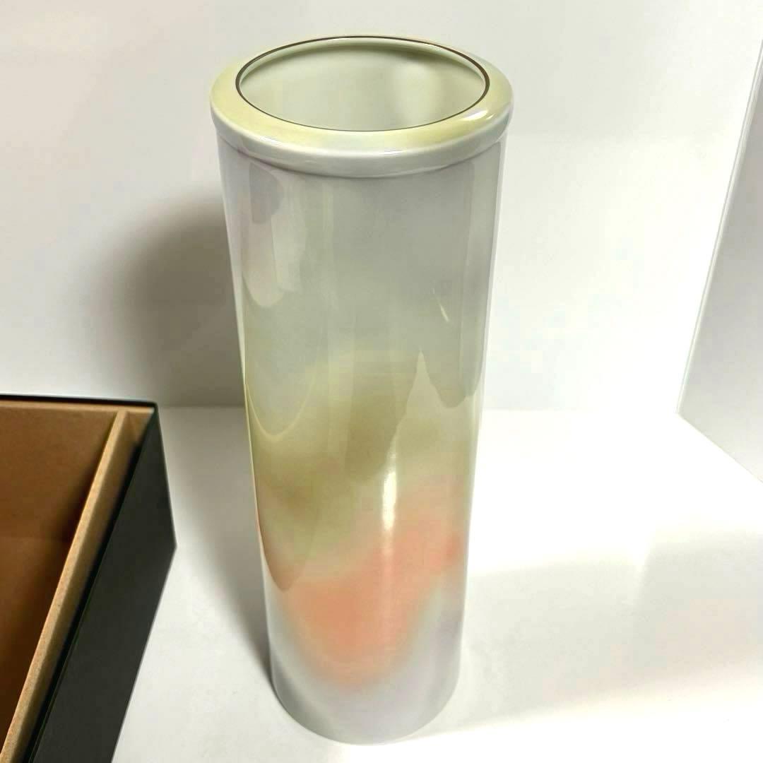 有田焼 筒形10号花生け 深川製磁 彩色磁絵 花瓶 花器 フラワーベース