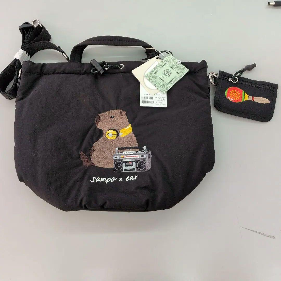 イアパピヨネ　Sampo 刺繍トートバッグ 黒