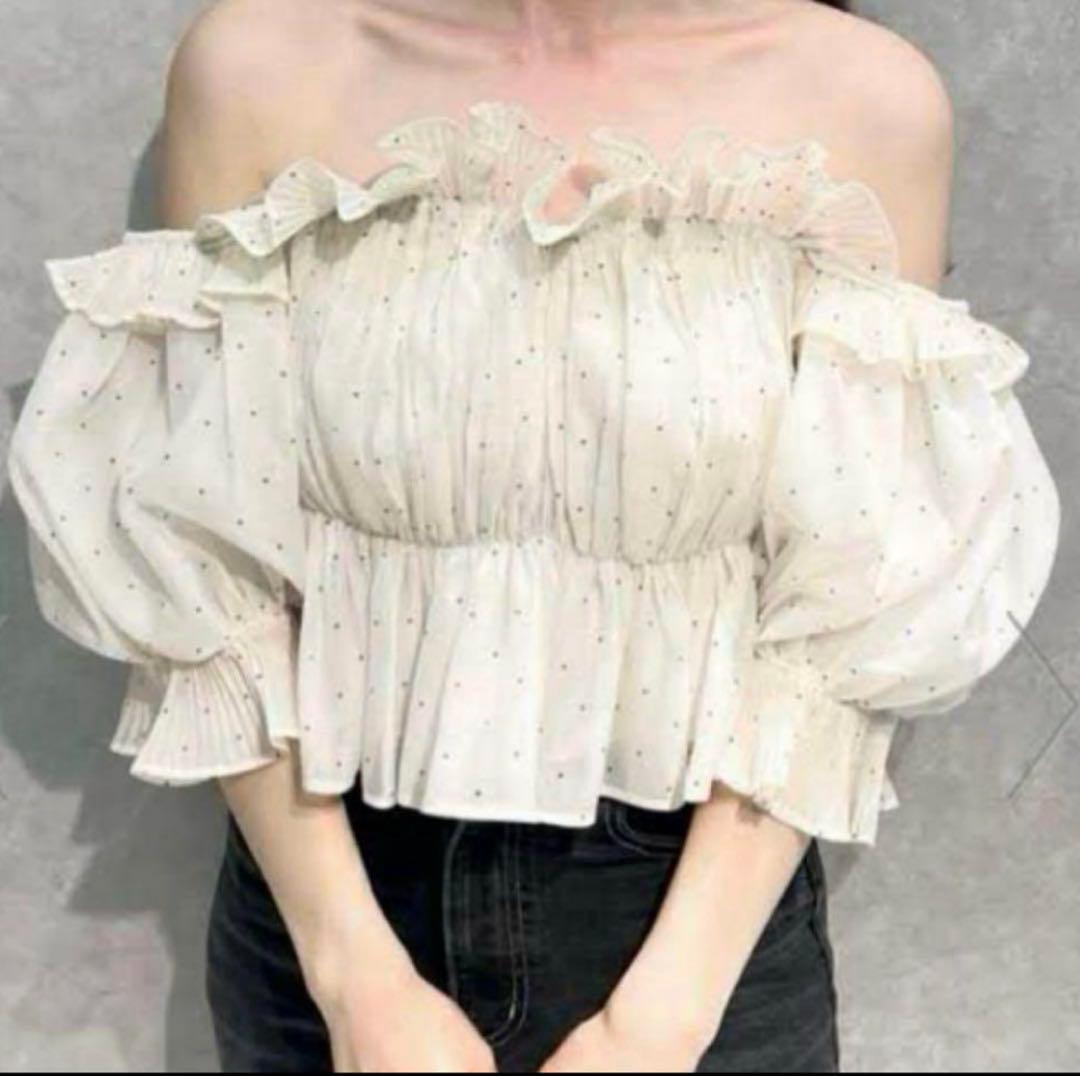 スナイデル　snidel Sustainable ギャザーオフショルブラウス