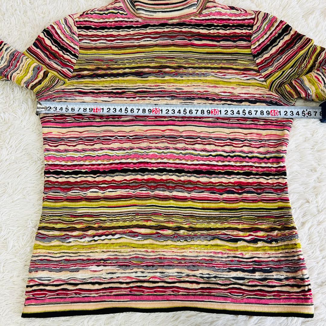 MISSONI ニット タートルネック長袖 ボーダー イタリヤ製シルクブレンドM
