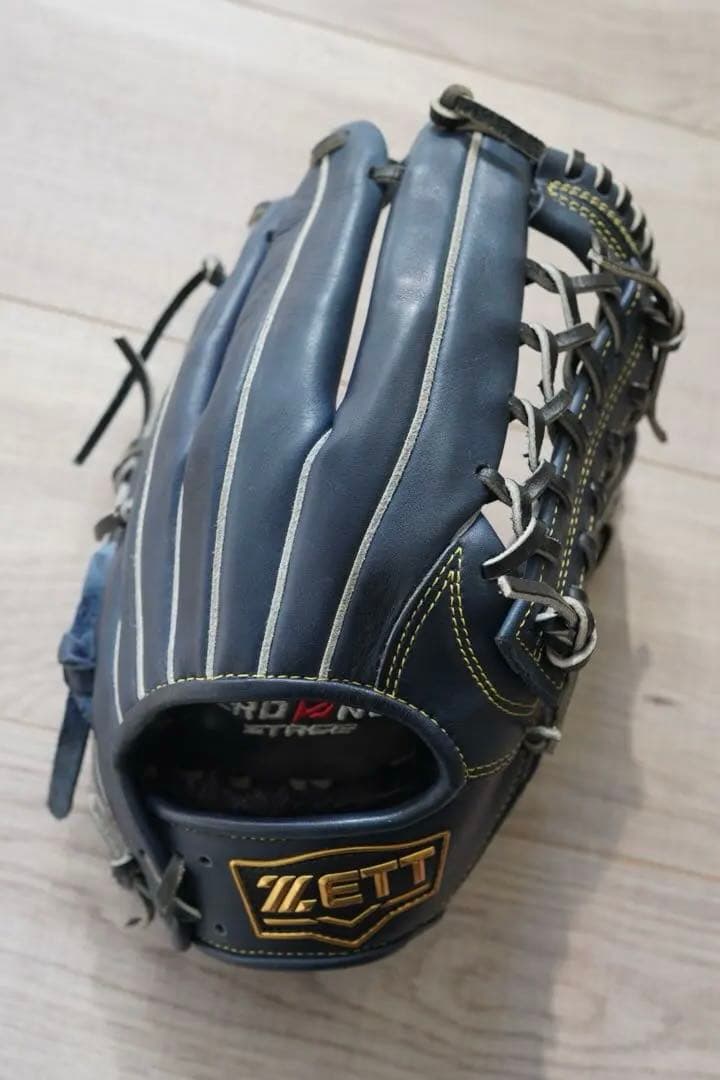 ZETT ネイビー　軟式少年　外野手用グローブ