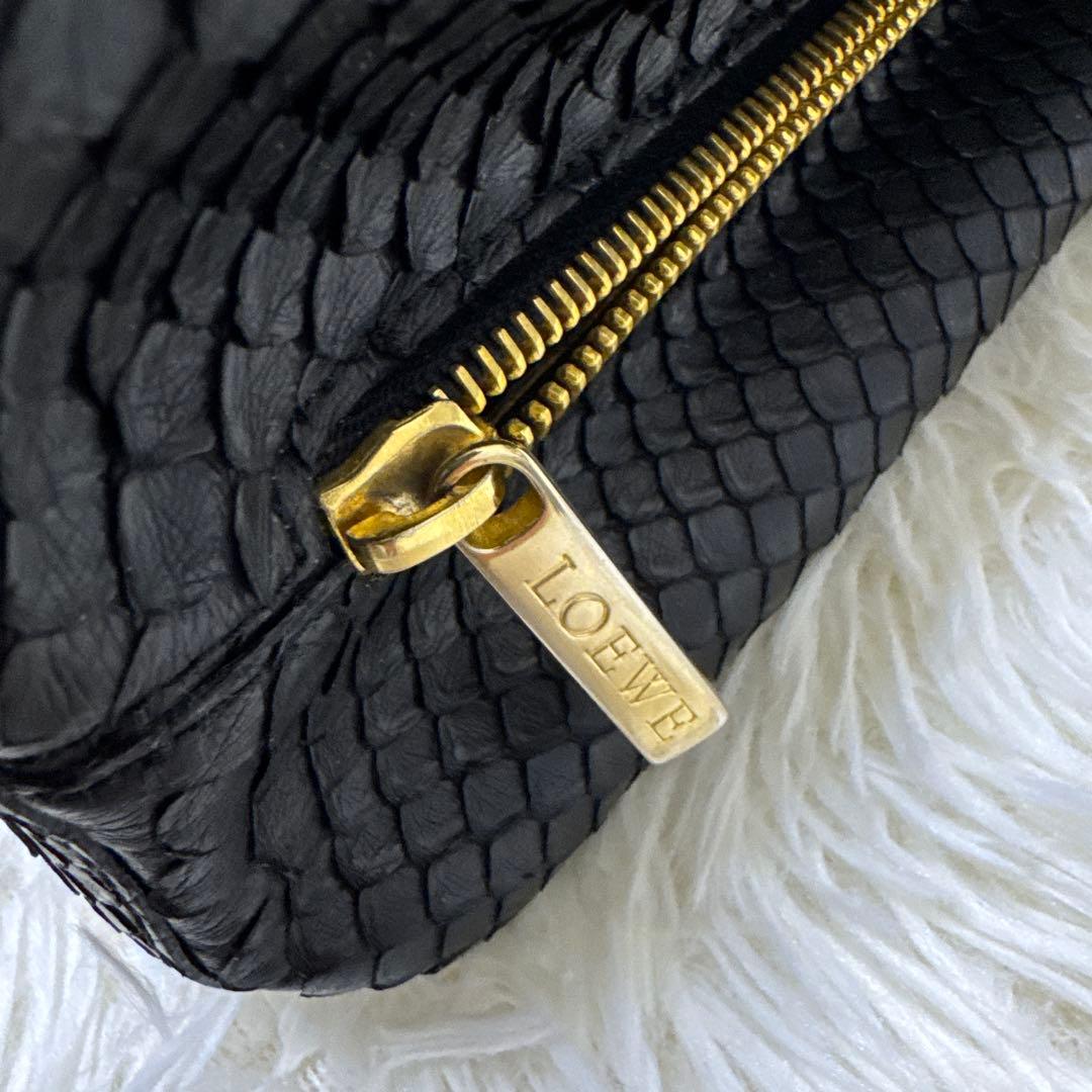 LOEWE ロエベ エキゾチックレザー トートバッグ　パイソン ブラック A4