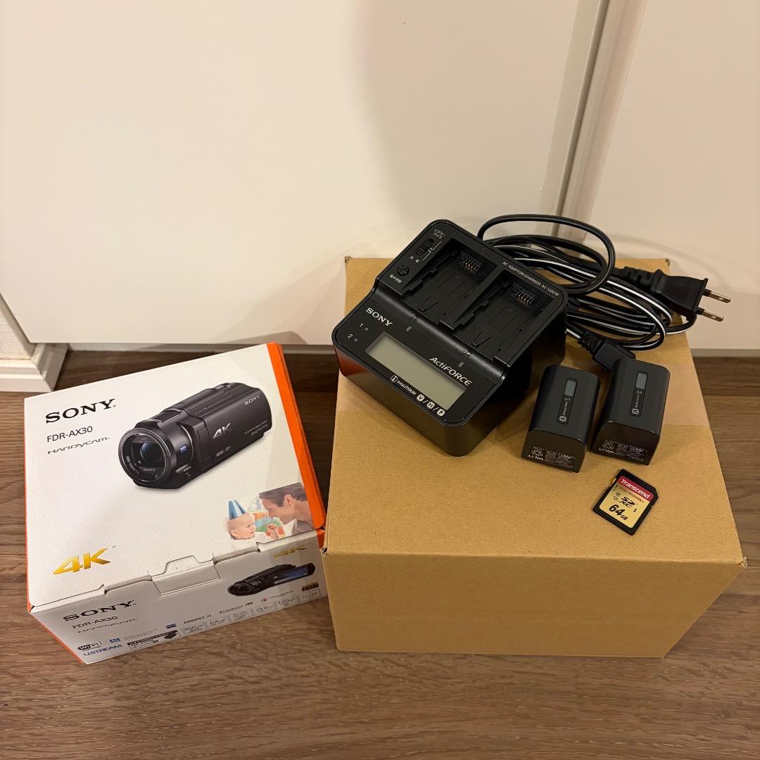 【超美品】SONY FDR-AX30 4K ビデオカメラ 予備バッテリー・SD付