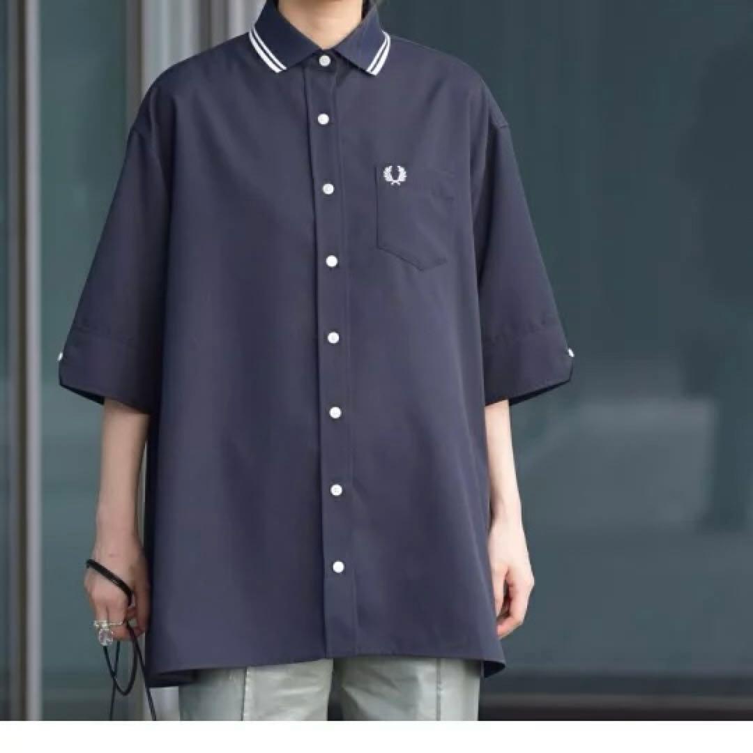 『極美品』FRED PERRY別注Ray BEAMS リブカラーシャツ ネイビー