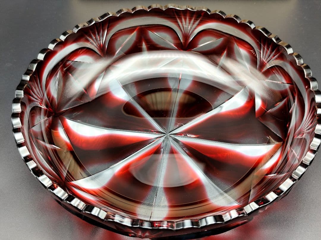 定価36万3千円☆薩摩切子 大皿 薩摩ガラス工芸（切子、江戸切子、薩摩切子）