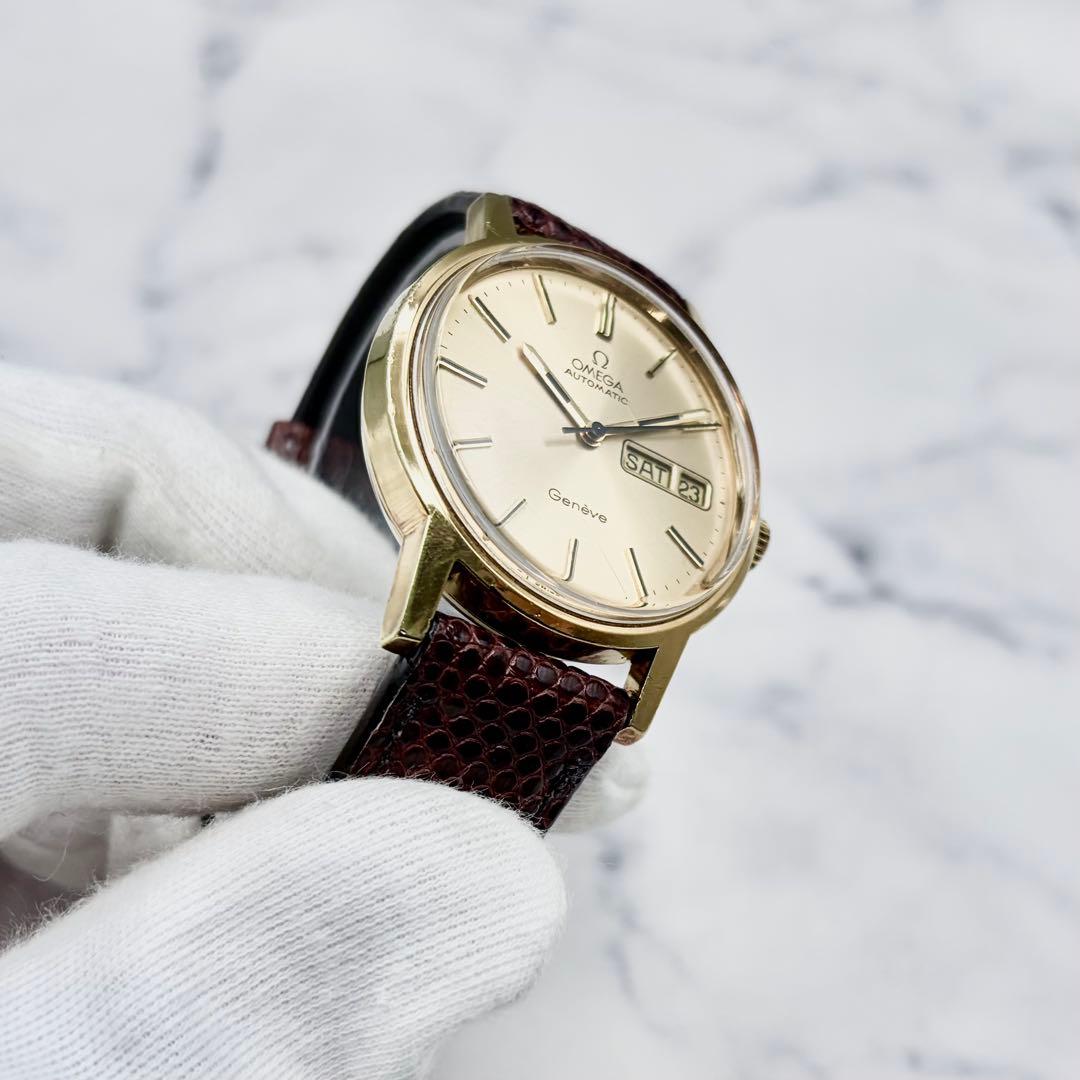 【美品／良稼働】オメガ ジュネーブ デイデイト 166.0117 金張 自動巻き