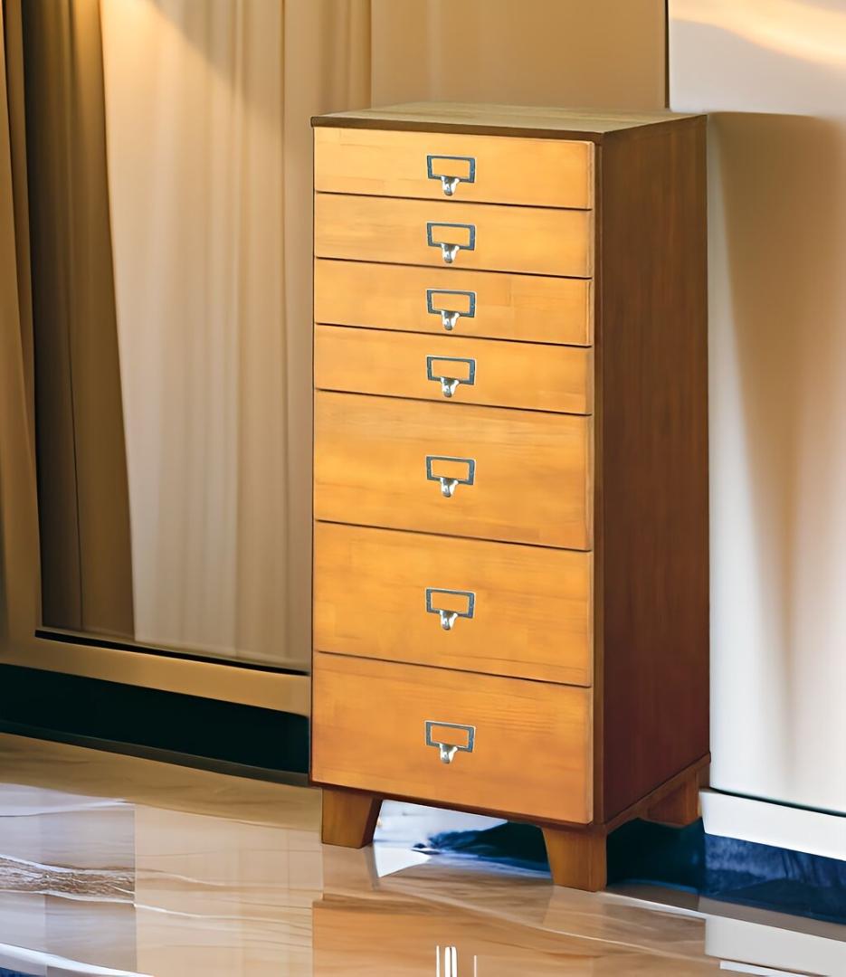 天然木パイン・A4サイズ・ツートン多段チェスト7段選べる取っ手