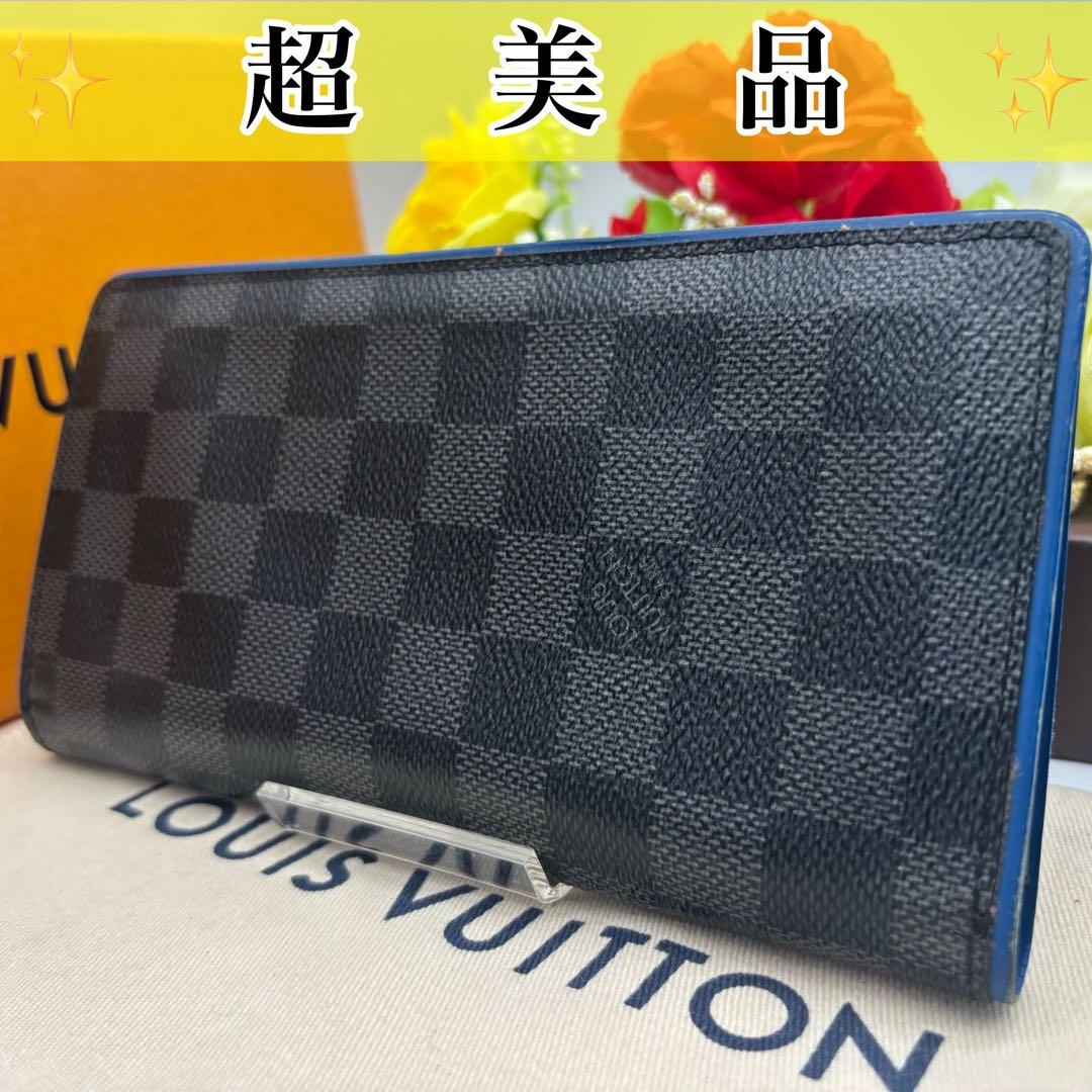 ✨超美品✨ルイヴィトン　ダミエ グラフィット　ポルトフォイユ ブラザ　ブルー