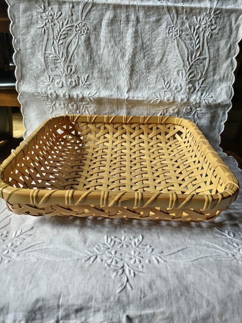 竹製 四角形 編み込み