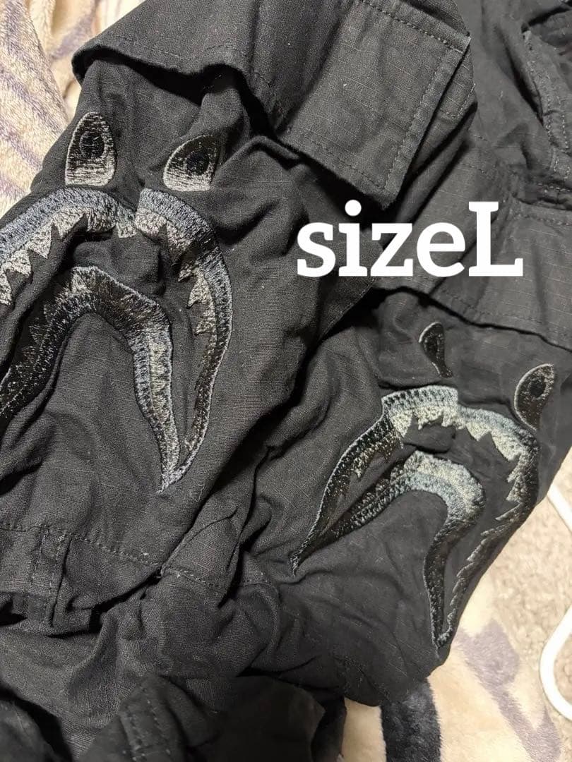 A Bathing Ape シャークデザインズボン Lサイズ　エイプ　黒