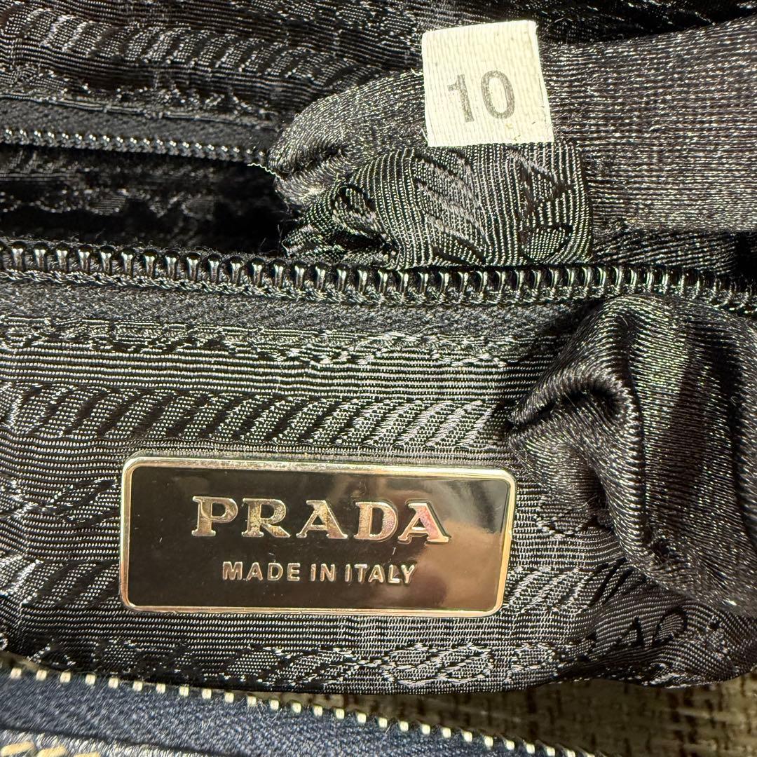 PRADA プラダ　ボストンバッグ キャンバス×革ネイビー　レディース・メンズ