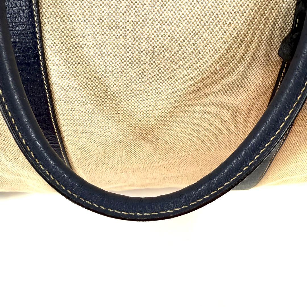 PRADA プラダ　ボストンバッグ キャンバス×革ネイビー　レディース・メンズ