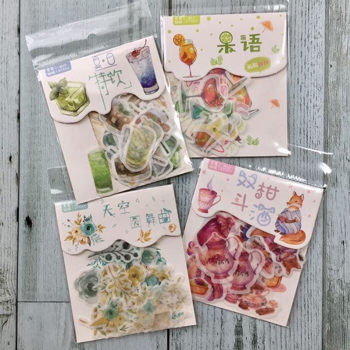 ティーパーティー バラ ドリンク フレークシール 4コセット 海外