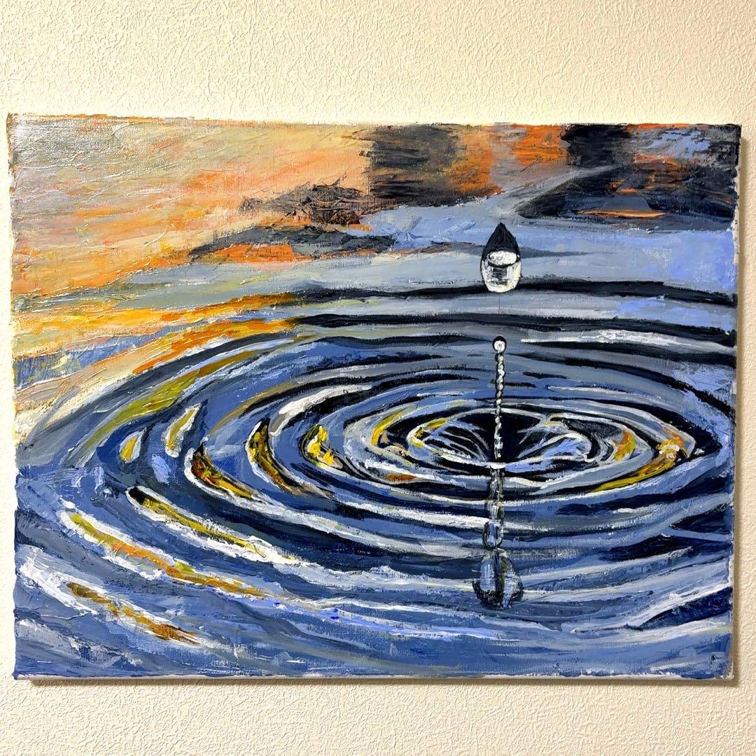 【アクリル画】一滴の影響｜中型｜原画｜ペインティングナイフ｜F6号サイズ