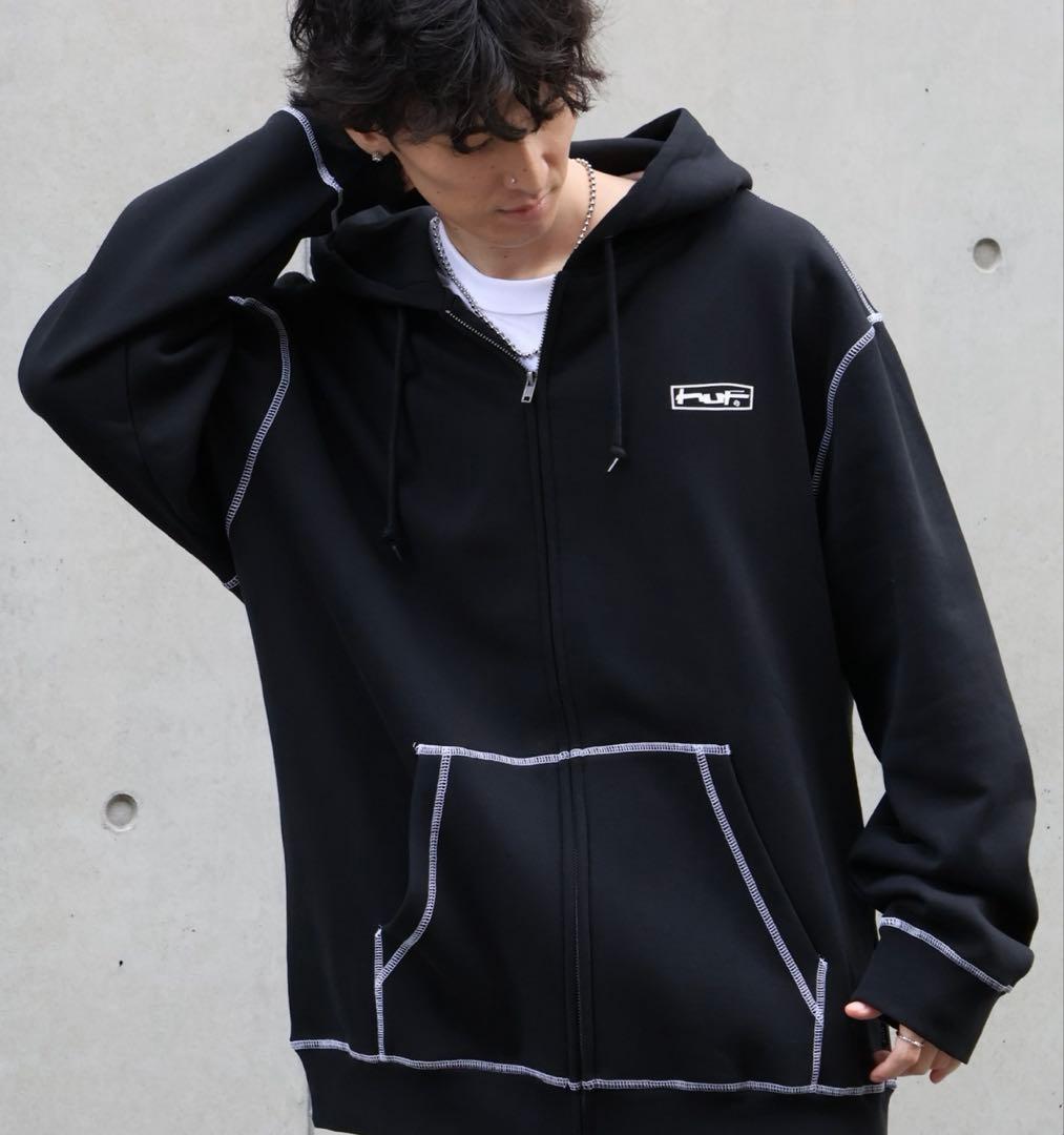 k*n様 HUF ブラック ジップアップパーカー XL