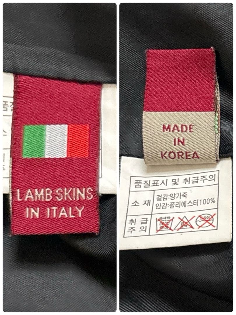 【美品】ラムレザー シングルライダース ボンバージャケット 本革 リブ イタリア