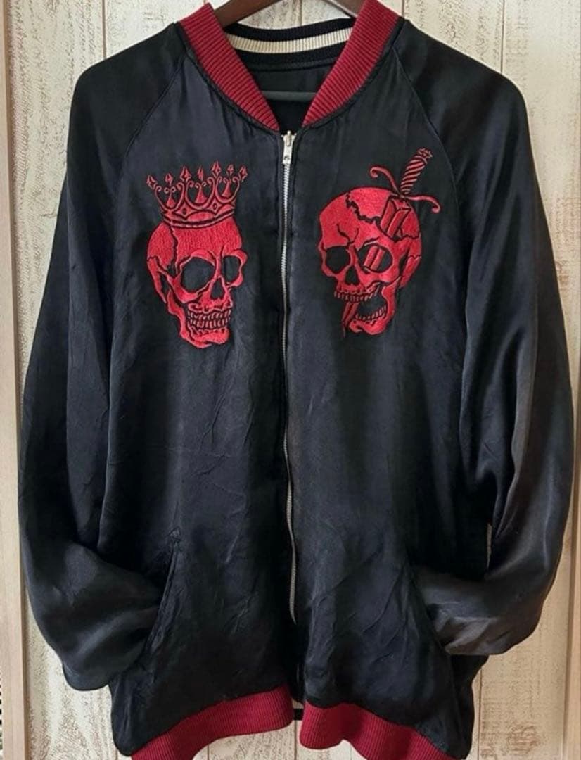 JUNKSTAR リバーシブル刺繍スカジャン スカル 骸骨 スケルトン Y2K