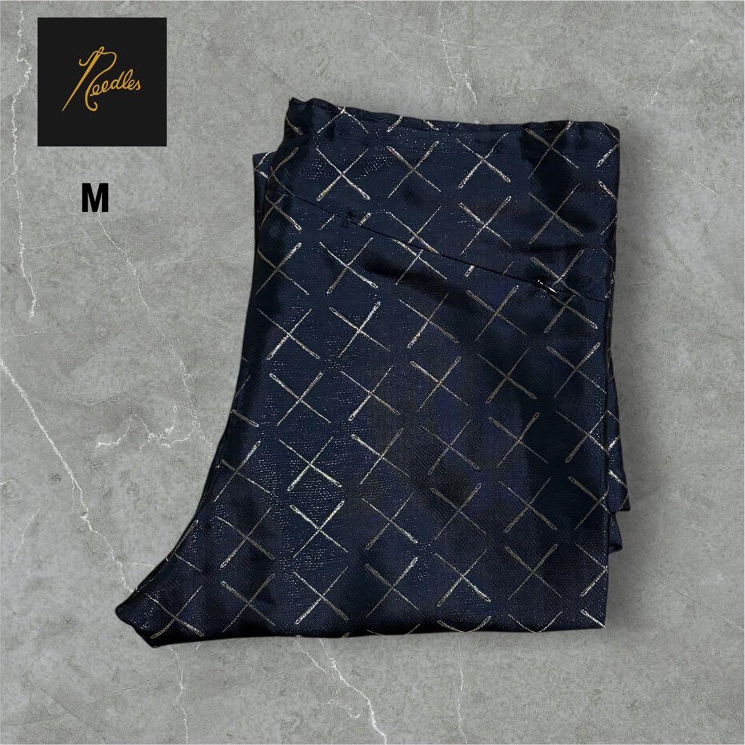 【N16】Needles ニードルズ 総柄フレアパンツ Mブラック ×ゴールド