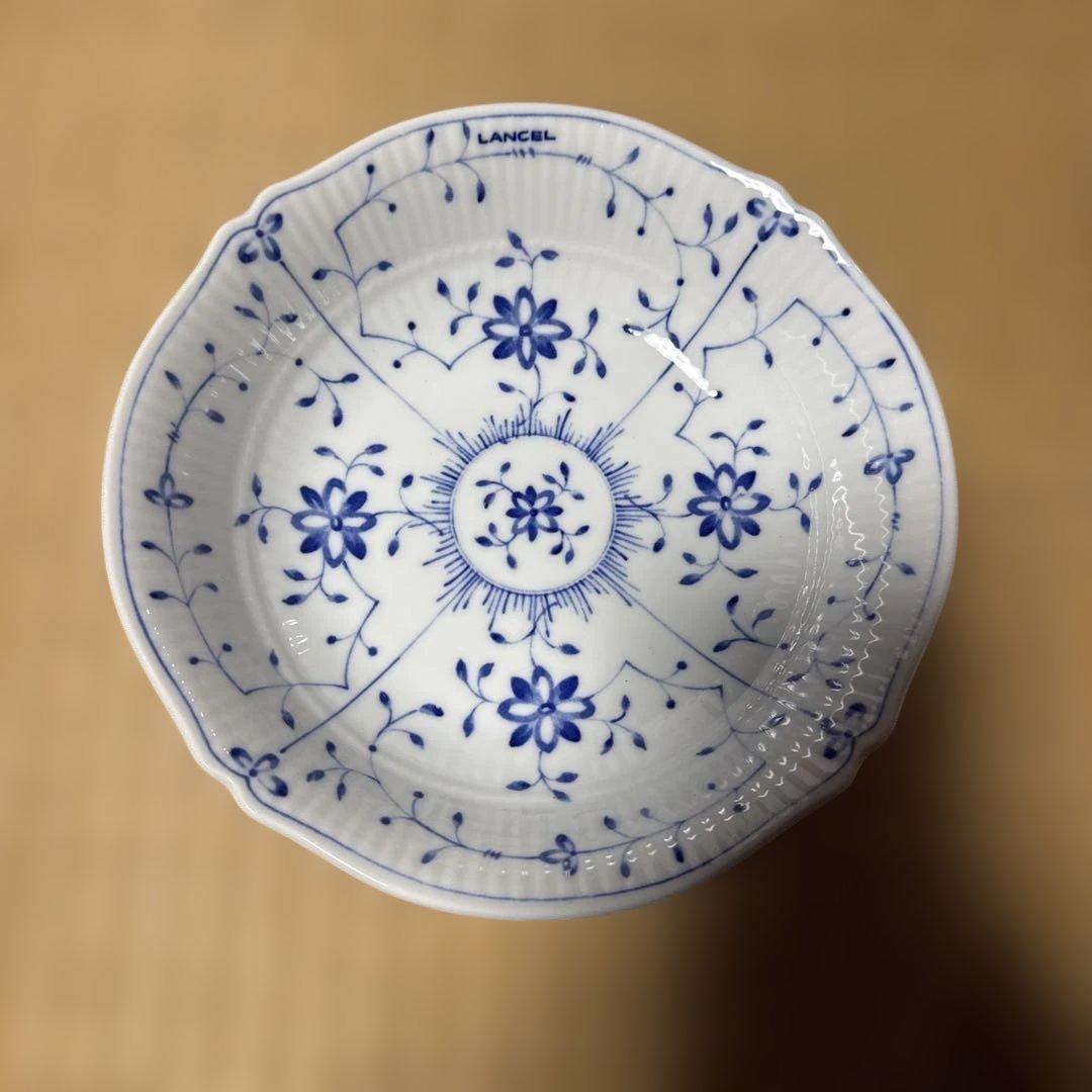 LANCEL L-2189 花柄 八角形皿とカップセット(３セット)