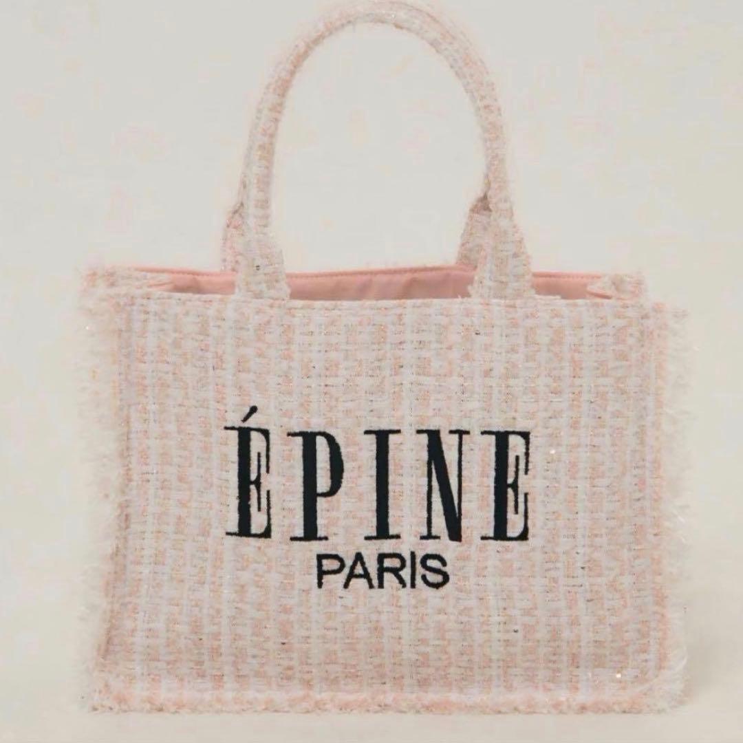 épine ツイードブックトートバッグ ピンク
