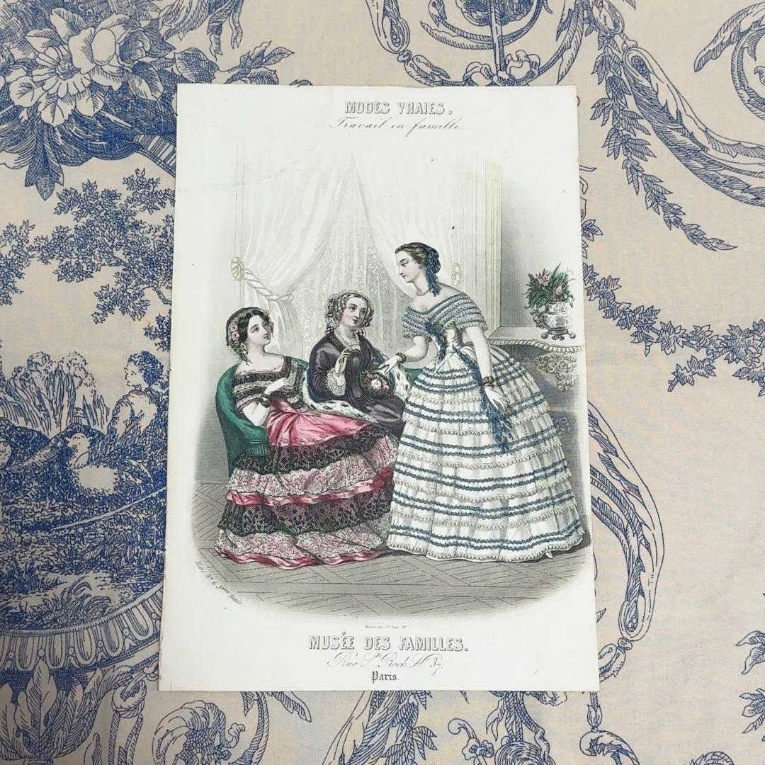 フランス　アンティーク　ファッションプレート　イラスト　紙ものと