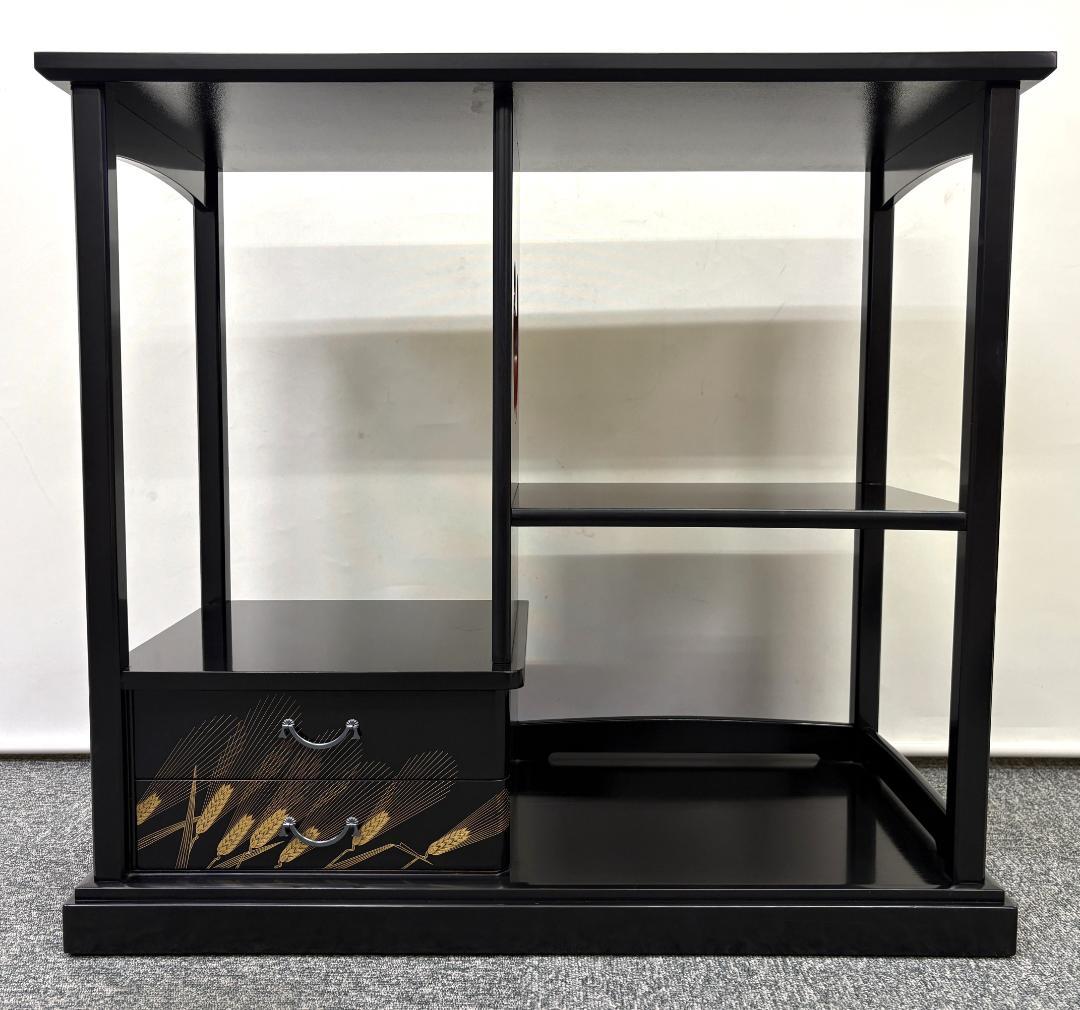 美品 森繁 モリシゲ MORISHIGE 香川漆器 黒漆塗 高級 茶棚 伝統工芸