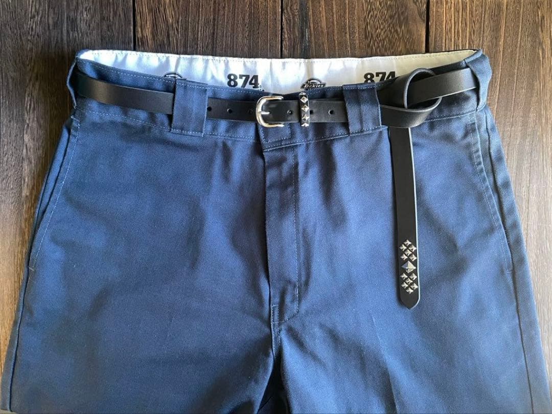 スタッズナローロングベルト　シルバー　牛ヌメ　サルカンスタッズHTC CALEE