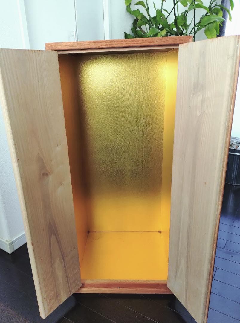 阿弥陀如来像　木彫り　八角台座付　放射光背付　80cm 立像　専用木箱付