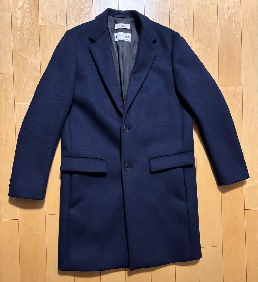 UNITED ARROWS ソリッド メルトン チェスターコート　ネイビー