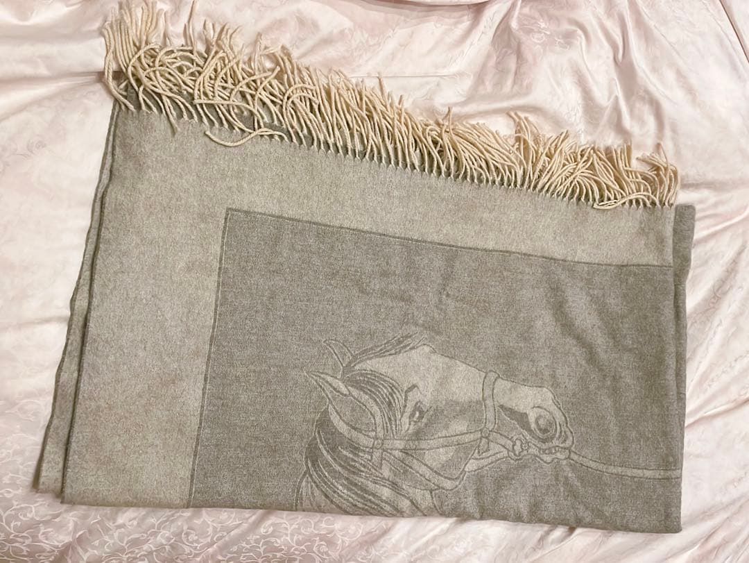HERMES カシミヤ100% ストール　大判ショール　ブランケット