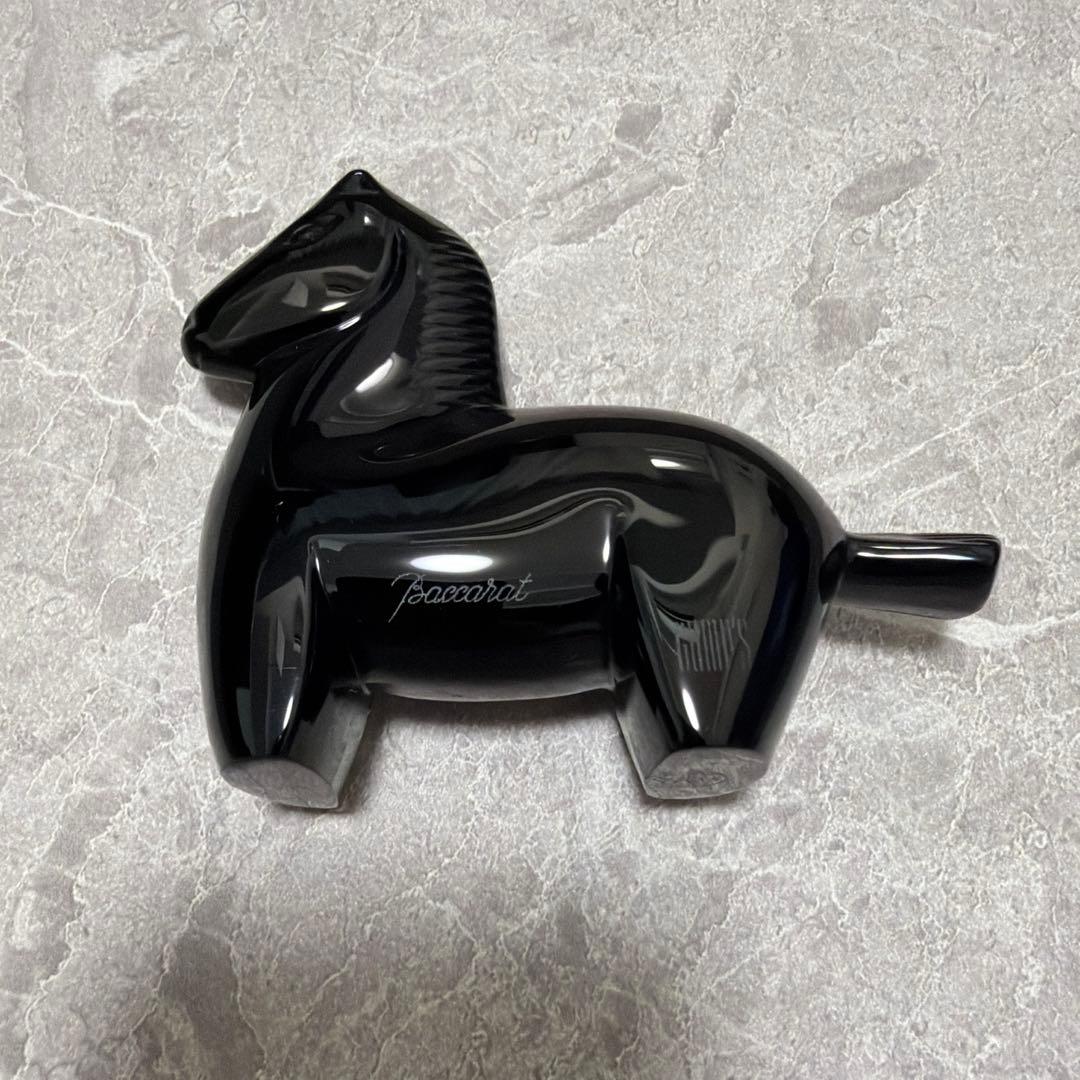 【希少】バカラ 干支 午 馬 ブラッククリスタル フィギュリン 置物 特注品 黒