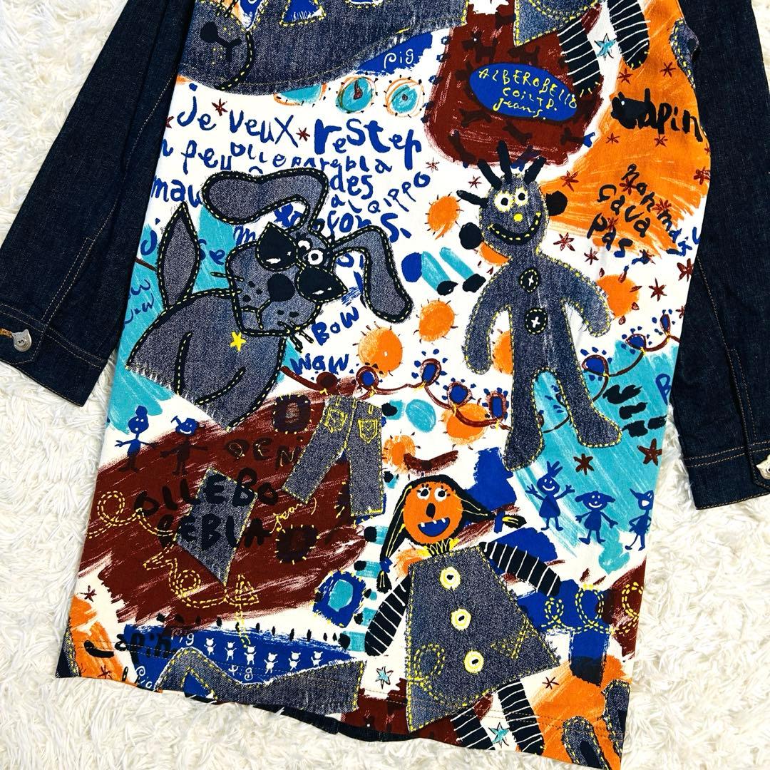 アルベロベロ デニムコート ブタさん ジップアップ ロングコート ポケット