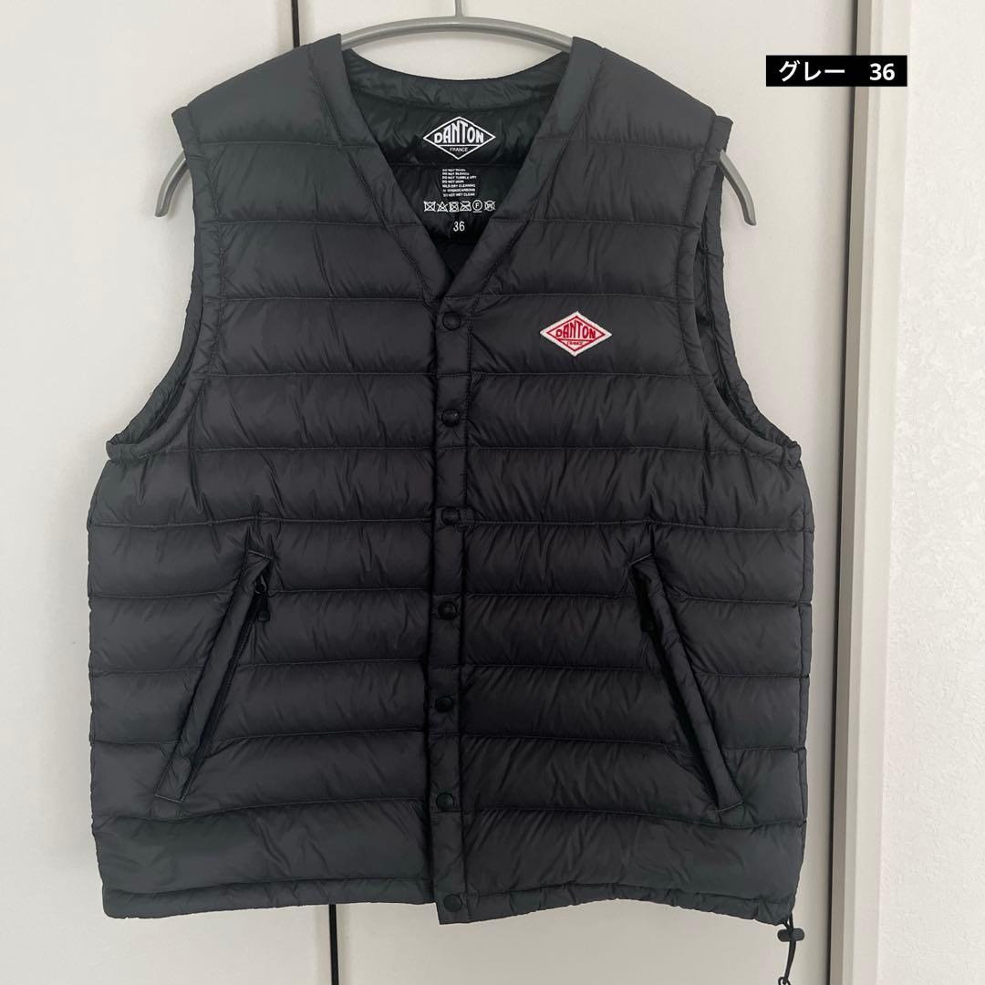 ダントンDANTON インナーダウンベスト　グレー　サイズ36 Vネック