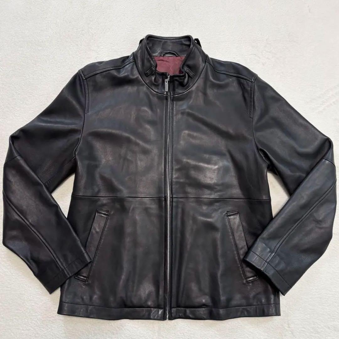 極美品 バラシ レザージャケット シングルライダース ラムレザー ブラック