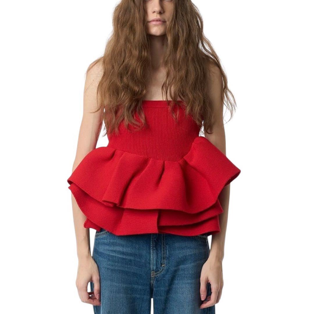 styling/スタイリング ラッフルニットベアトップ