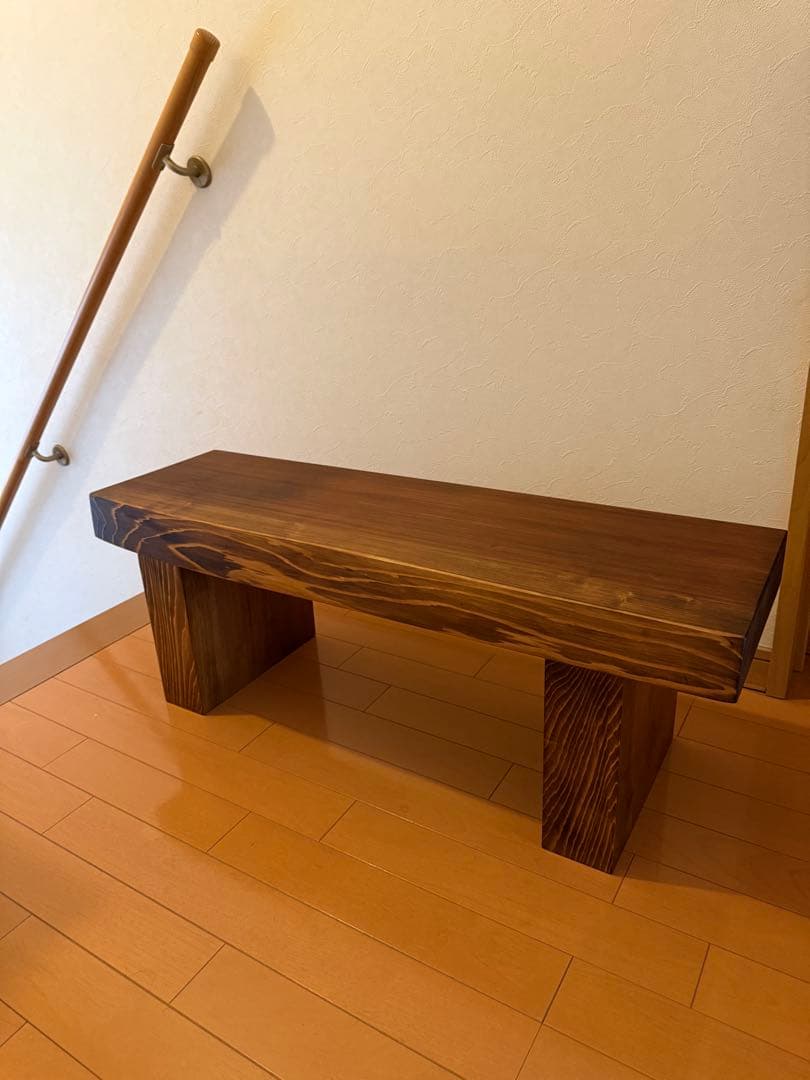 天然杉一枚板ベンチやラックなどワトコオイルダークウォルナット仕上げ‼️