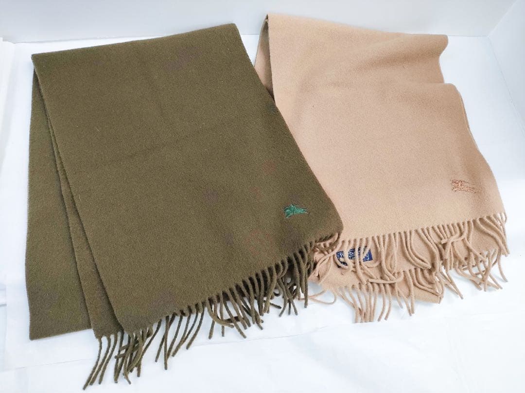 【極美品】BURBERRYバーバリー ラムウール100% マフラー無地2色セット