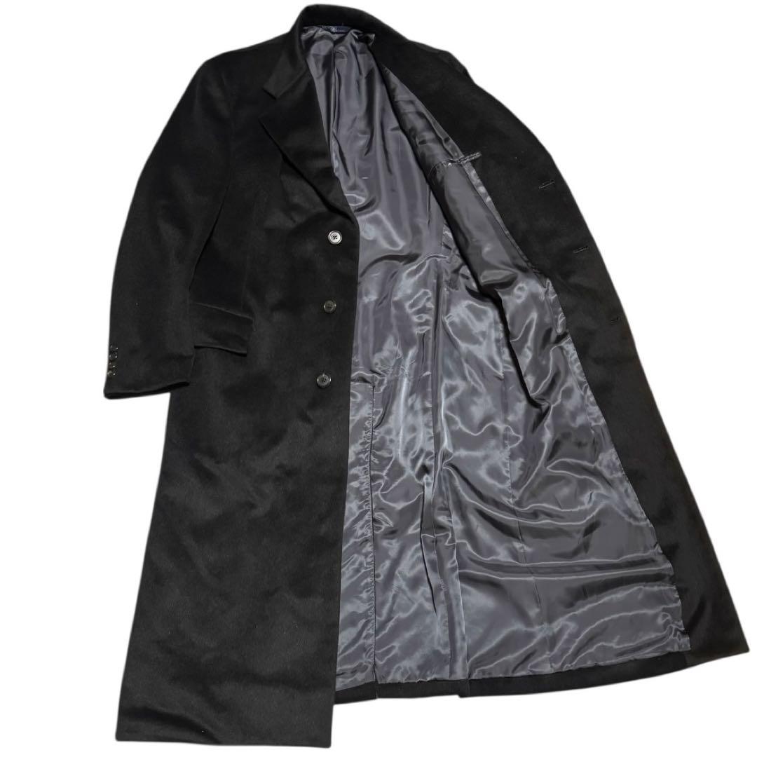 美品 ポロバイラルフローレン 90s 比翼 ウール チェスターコート ブラック