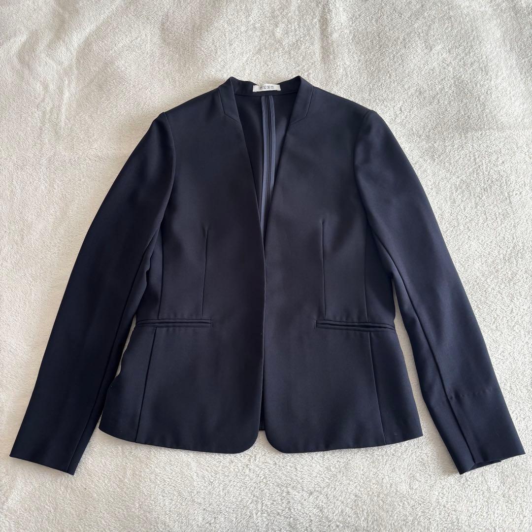 ✨️美品✨️ PLST プラステ ノーカラー パンツスーツ ネイビー Sサイズ