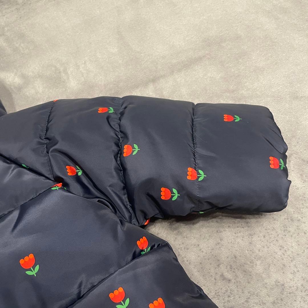 jacadi チューリップ柄　中綿入りジャケット　12m ネイビー　ファー　撥水