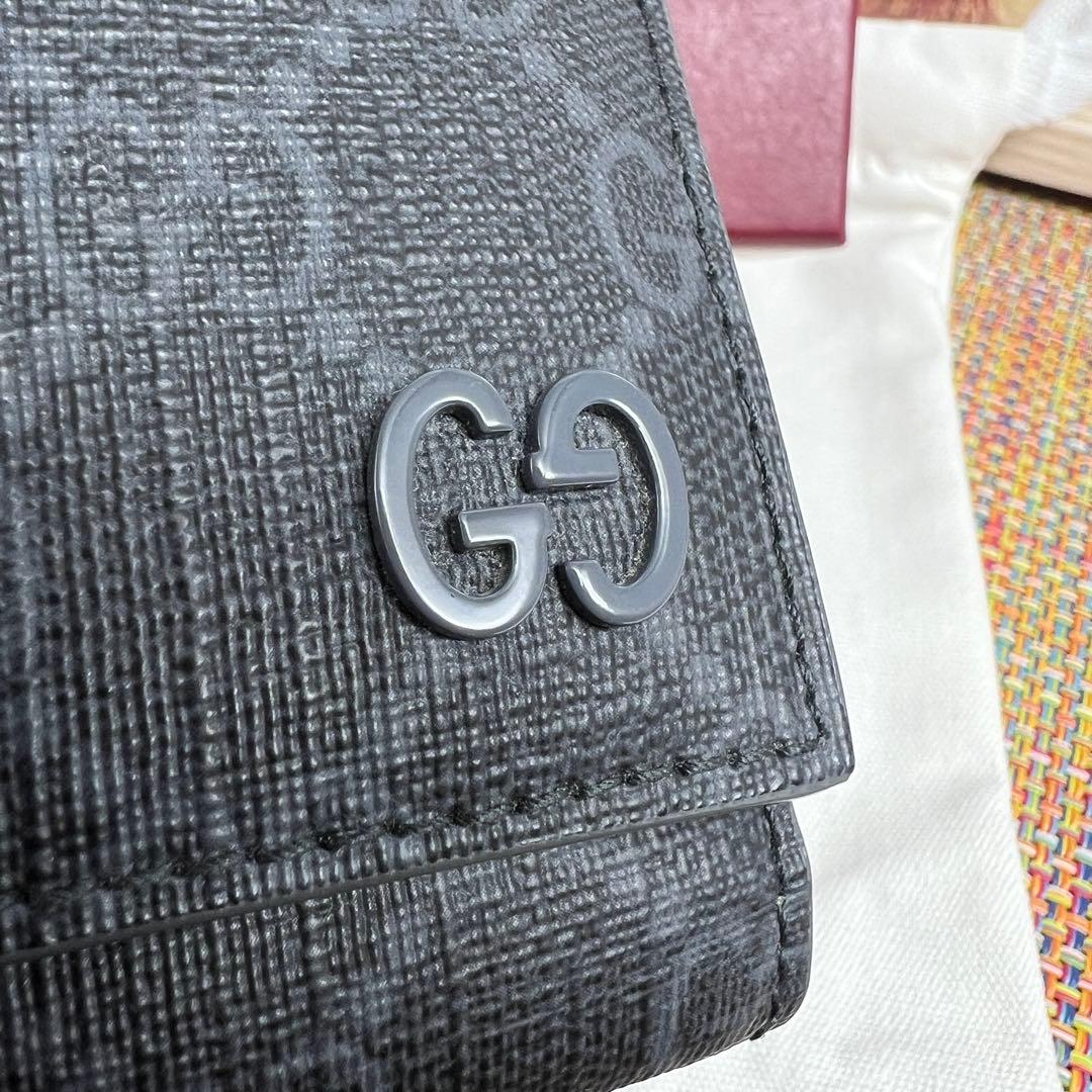 ✨極美品✨GUCCI グッチ ディテール付き　GG　三つ折りウォレット　グレー