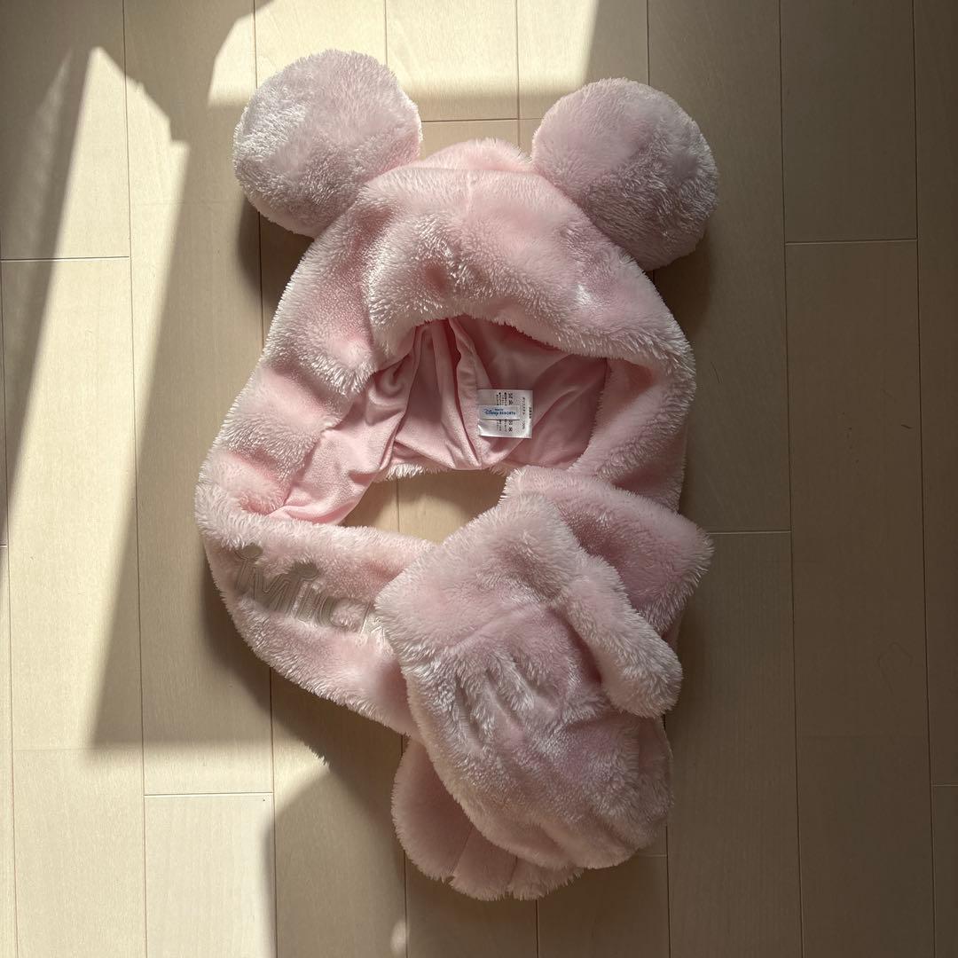 ディズニー ミッキー マフラーキャップ ピンク