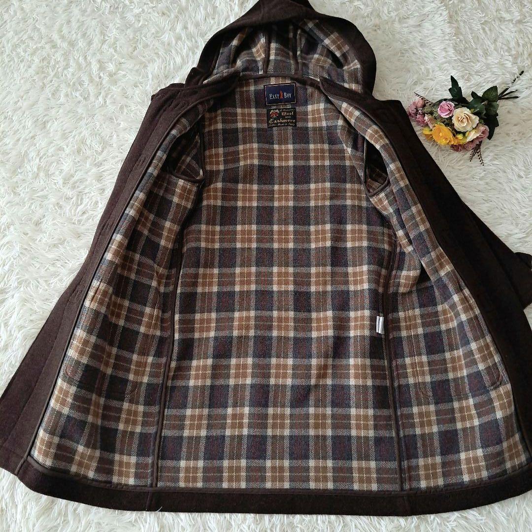 イーストボーイꕤウール カシミヤ フード付き ダッフルコート チェック柄 ロング